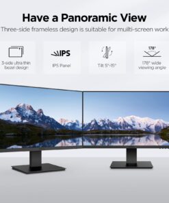 KOORUI 24 Inch Computer Monitor, FHD PC Monitors 1920 x 1080p IPS Display 75Hz, HDMI, VGA, 5ms Response Time, 75 x 75 mm VESA Mountable, Frameless 23.8inch/IPS/75hz 9 61Epd tTs2L