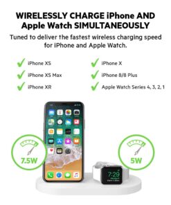 Belkin 3-In-1 Wireless Charging Station - Fast Wireless Charging For Apple Iphone 14, Iphone 13 & Iphone 12 Series & Apple Watch (All Series) - With Additional USB A Port For Multiple Devices (White) White Charging Dock 30 61EqabpoqwL