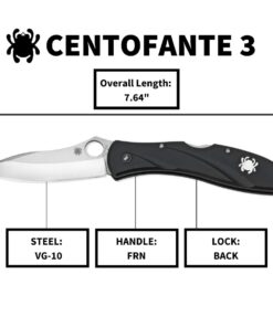Spyderco CENTOFANTE 3 Prestige Folding Utility Pocket Knife with 3.14" VG-10 Stainless Steel Hollow Ground Blade and Lightweight FRN Handle - PlainEdge - C66PBK3 17 61Eqc7wz5lL