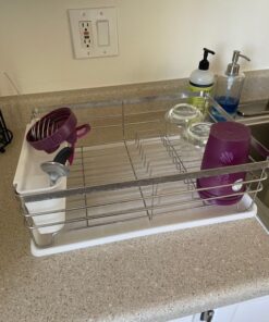 Neat-O Stainless Steel Rustproof Dish Drying Rack with Cutlery Holder and Board 27 61ExMXArTmL