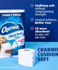 Charmin Ultra Soft Cushiony Touch Toilet Paper, 24 Family Mega Rolls = 123 Regular Rolls (Packaging May Vary) 24 Count (Pack of 1) 31 61ExTTVU6L