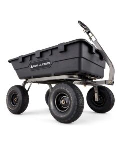 Gorilla Carts Heavy Duty Poly Yard Dump Cart Garden Wagon, Utility Wagon with Easy to Assemble Steel Frame, 1500 Pound Capacity, and 15 Inch Tires 20 61F0ASaMx9L