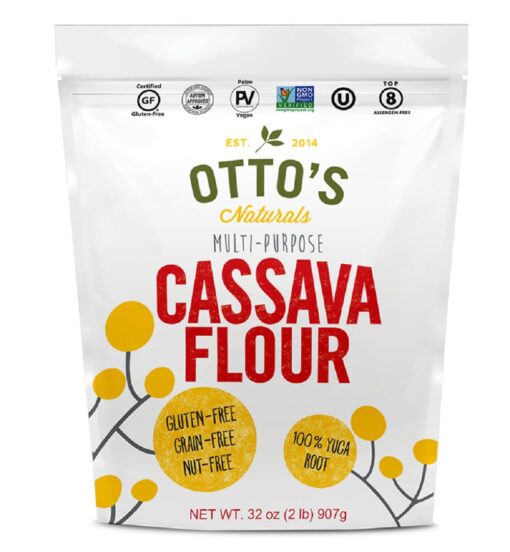 Otto's Naturals Cassava Flour, Gluten Free and Grain-Free Flour For Baking, Certified Paleo & Non-GMO Verified, Made From 100% Yuca Root, All-Purpose Wheat Flour Substitute, 2 lb Bag 2 Pound (Pack of 1)