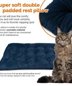 PetLuv-Happy Cat Premium Cat Carrier Soft Sided Foldable Top & Side Loading Pet Crate & Carrier Locking Zippers Shoulder Straps Seat Belt Lock Plush Pillow 24.0"L x 16.0"W x 16.0"H Navy Blue 29 61F1gC1kG3L