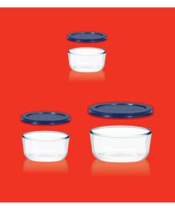 Pyrex Simply Store 6-Pc Glass Food Storage Container Set with Lid, 7-Cup, 4-Cup, & 2-Cup Round , BPA-Free Lid, Dishwasher, Microwave and Freezer Safe , Blue 6 PIECE Medium 19 61F3UusxvL 1