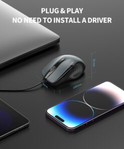 TECKNET USB Wired Mouse, 6-Button Corded Mouse with 2 Adjustable DPI, Optical Computer Mouse with Ergonomic Design and 5FT Cord for Laptop, Chromebook, PC, Desktop, Mac, Notebook-Gray GRAY 24 61F5CqUES2L