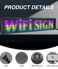 P10 LED Shop Sign Scrolling High-Brightness Custom LED Sign 40''x8'', WiFi Connected Full-Color Programmable Sign - Suitable for Various Indoor Commercial Billboards (1pcs) LED P10 Indoor 8 61F6oOUiNL