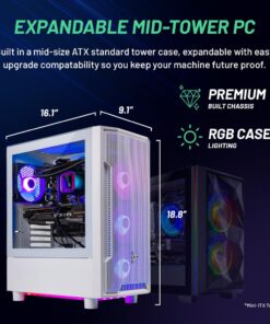 Skytech Gaming Archangel Gaming PC, Ryzen 7 5700X 3.4 GHz, RTX 4060, 1TB NVME, 16GB DDR4 RAM 3200, 600W Gold PSU Wi-Fi, Win 11 Home, RGB-Keyboard and RGB-Mouse Included 5700X | 4060 16 61F79tZj8mL
