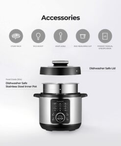 CUCKOO Pressure Cooker 10 Menu Options: Steamer, Slow Cook, Sauté, Porridge, & More, User-Friendly LED Display, Stainless Steel Inner Pot, 24 Cup / 6 Qt. (Uncooked) CMC-ZSN601F Black 17 61FD0jyZAxL