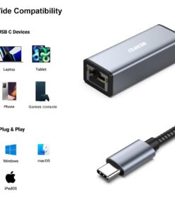 BENFEI USB-C to Ethernet Adapter, USB Type-C (Thunderbolt 3/4) to RJ45 Gigabit Ethernet LAN Network Adapter Compatible with iPhone 15 Pro/Max, MacBook Pro/Air 2023, iPad Pro,iMac, S23, XPS 17 and More 1 18 61FEbKyz FL