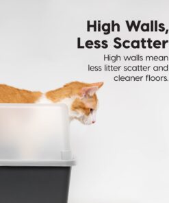 IRIS USA Open-Top Cat Litter Box with Shield and Scoop, Navy 26 61FEjoPTZML