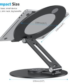 OMOTON Adjustable Laptop Stand with 360 Rotating Base, Ergonomic Laptop Riser for Collaborative Work, Dual Rotary Shaft Fully Foldable for Easy Storage, Fits All Laptops up to 16 inches, Black 14 61FG4n7UHNL