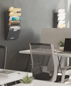 Wallniture Lisbon Metal Wall File Holder Organizer, 5-Tier File Folders Letter Size Magazine Holder and Office Decor, Gray 10 61FG5hARqPL