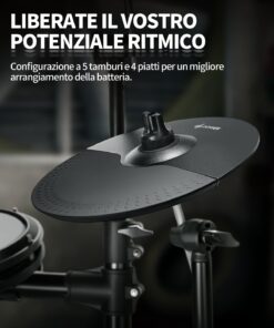 Alternative view of Donner DED-200 Electronic Drum Set, Electric Drum Kit with Quiet Mesh Drum Pads, 2 Cymbals w/Choke, 31 Kits and 450+ Sounds, Throne, Headphones, Sticks, USB MIDI, Melodics Lessons (5 Pads, 4 Cymbals)