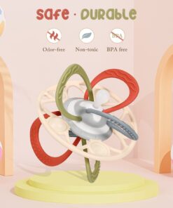 Zooawa Baby Teether, Sensory Toys for Babies BPA-Free Silicone Baby Teething Toy for Pain Relief, Baby Rattles Teether Toy Ball Chew Toy Newborn Infant Baby Toy for 3-6 Months, 3+ Months, Easy to Hold Beige 10 61FHnCLPa6L