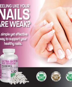 Bronson Ultra Biotin 10,000 Mcg Hair Skin and Nails Supplement, Non-GMO, 120 Vegetarian Capsules 120 Count (Pack of 1) 18 61FI2F1fb0L
