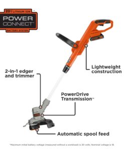 Alternative view of BLACK+DECKER 20V MAX Cordless String Trimmer, 2 in 1 Trimmer and Edger, 12 Inch, Battery Included (LST300) 20V String Trimmer Kit