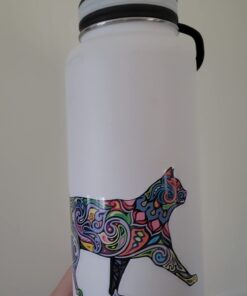 Alternative view of Cheerful Cat Pattern Car Bumper Sticker Decal 5" x 5"