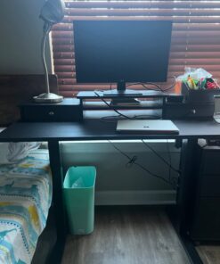 ErGear Electric Standing Desk with Double Drawers, 48x24 Inches Adjustable Height Sit Stand Up Desk, Home Office Desk Computer Workstation with Storage Shelf, Black 48x24 Inch 44 61FMWsKraxL