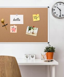 VIZ-PRO Cork Notice Board, 48 X 36 Inches, Cork Bulletin Board with Silver Aluminium Frame 48x36 inches 15 61FPD m2L