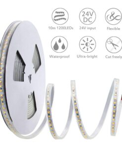 ALITOVE LED Strip Lights Warm White Waterproof 32.8ft 1200 LEDs 2835 SMD 24V DC 3500K Outdoor LED Flexible Ribbon for Kitchen Bedroom Garden Under-cabinet Backyard Hallways(No Power Supply & Adhesive) SMD 10M IP67 18 61FRUiH1qL 1