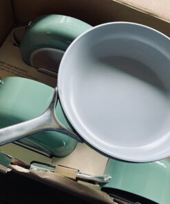 Caraway Nonstick Ceramic Cookware Set (12 Piece) Pots, Pans, Lids and Kitchen Storage - Non Toxic, PTFE & PFOA Free - Oven Safe & Compatible with All Stovetops (Gas, Electric & Induction) - Sage 54 61FW9VTQPqL