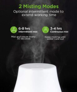 InnoGear Essential Oil Diffuser, Upgraded Diffusers for Essential Oils Aromatherapy Diffuser Cool Mist Humidifier with 7 Colors LED Lights 2 Mist Mode Waterless Auto Off for Home Office Room, White Basic White 27 61FWMIpqC8L