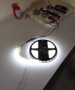 Tasodin Water-Resistance IP65, 12V Waterproof Flexible LED Strip Light, 16.4ft/5m Cuttable LED Light Strips, 300 Units 3528 LEDs Lighting String, LED Tape(Warm White), Power Adapter not Included 1*16.4ft 3528 Warm White 46 61FWupByH1L