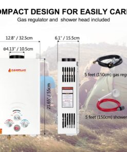 Portable Water Heater, Camplux BW211 Outdoor Tankless Gas Water Heaters, Propane Shower, 2.11 GPM, White 8L 15 61FX6utL1hL