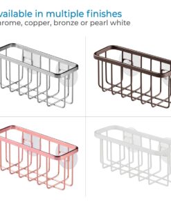 iDesign Gia Stainless Steel Dish Sponge Holder Basket with Suction Cups, Ideal for Kitchen Sinks and Bathroom Organization, Set of 1, Polished 25 61FXvn2Aj8L