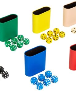 Farkel Party Game, Classic Family Dice Game, 6 Sets of Dice, 6 Dice Rolling Cups, 50-Sheet Scorepad, Fire Engine Red Tin Box, Parties & Game Nights 11 61FZ0zagI2L 1