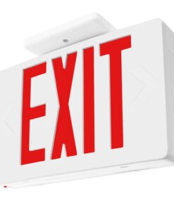 LFI Lights | Red Exit Sign | All LED | White Thermoplastic Housing | Hardwired with Battery Backup | Optional Double Face and Knock Out Arrows | UL Listed | Contractor Standard | (2 Pack) | LED-R 9 61FZ8J98DFL
