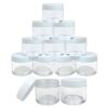 Beauticom 30g/30ml (1 fl. oz.) Double Wall Clear Plastic Leak Proof Jars with Flat Top Lids for Creams, Lotions, Make Up, Powders, Glitters, and more... (Color: White Lid, Pieces: 12) 12 Jars