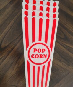 Novelty Place Plastic Red White Striped Classic Popcorn Containers for Movie Night - 7.8 inch Tall x 3.8 inch Square (4 Pack) 4 25 61FcZSW7eZL