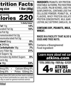 Atkins Peanut Butter Granola Protein Meal Bar, High Fiber, 16g Protein, 1g Sugar, 4g Net Carb, Meal Replacement, Keto Friendly, 5 Count 15 61FeMMaXdpL