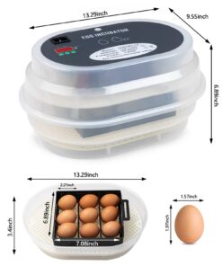 HBlife Digital Egg Incubator for Hatching 9-12 Chicken, Quail and Duck Eggs, with Fully Automatic Egg Turning and Temperature Display, Hatcher for Turkeys, Birds, Parrots and Poultry 35 61Fep7Ryq9L