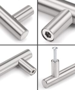 Probrico 10 Pack|Euro Style T Bar Cabinet Pulls Stainless Steel Kitchen Handles Bathroom Cupboard Knobs 2.5 Inch Hole Centers,4 Inch Overall Length hole center 2-1/2" Brushed Nickel 20 61FfHYXNYgL