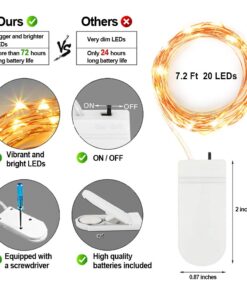 MUMUXI 32 Pack Fairy Lights Battery Operated (Included) 7.2Ft 20 LED String Lights Waterproof Copper Wire Fairy Lights Starry Firefly Lights for Wedding Party Jars Christmas Decorations, Warm White 7.2 Ft-32 Pack-20 LED 14 61Ffrlb LpL