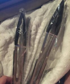 Vivree Kitchen Tongs Set - Salad & Grill Stainless Steel Serving Tongs with Silicone Tips - 9"&12" (Black) Black 59 61Fhbmr 9L 1