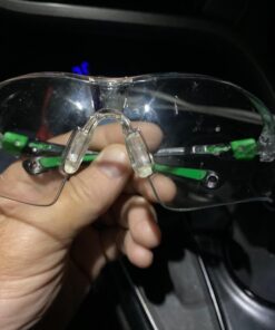 NoCry Clear Safety Glasses for Men and Women; Lightweight Work Glasses with Adjustable Frames and No-Slip Grips; Scratch Resistant Anti Fog Safety Glasses with Superior UV Protection, ANSI Z87.1 Rated Black & Green 1 50 61Fhet RopL