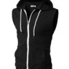 H2H Mens Casual Slim Fit Zip-up Sleeveless Hoodie Lightweight Workout Tank Tops Gym Hoodies Cmohosl08-black X-Small 32 61FiCMRuJHL