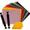 SISER EasyWeed Heat Transfer Vinyl, 12 x 15" 12-Color Starter Bundle Plus Vinyl Wrap Toolkit Including Yellow Detailer Squeegee & 2X BlackFelt Edges (12 Color Bundle w/Tools) 12 x 15" 12 color pack