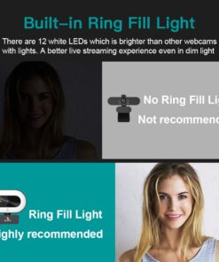 NexiGo StreamCam N930E with Software, 1080P Webcam with Ring Light and Privacy Cover, Auto-Focus, Plug and Play, Web Camera for Online Learning, Zoom Meeting Skype Teams, PC Mac Laptop Desktop Black Webcam with Light 24 61FjkpOZ0VL