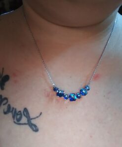 PLATO H Crystal Cube Curved Bar Necklace for Women with Gift Box Unique Dainty Jewelry Anniversary Mother's Day Gifts Blue 41 61FjpGJlonL