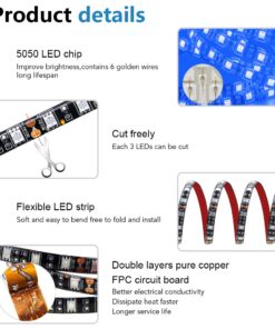 ALITOVE 16.4ft 5050 Blue LED Flexible Strip Ribbon Light Black PCB DC 12V 5M 300 LEDs Waterproof IP65 for Home Garden Commercial Area Lighting, Without Power Supply SMD Style-NO Power 24 61FkeId2ZmL