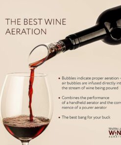 Alternative view of TenTen Labs Wine Aerator Pourer (2-pack) - Premium Aerating Spout and Decanter Set - No Drip and No Spill - Improve Taste and Smell Immediately - Gift Box Included - Black Noir