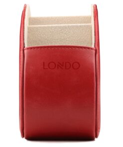 Londo Remote Control Holder with 5 Pockets - Store DVD, Blu-Ray, TV, Roku or Apple TV Remotes - PU Leather with Suede Lining - Slim, Compact Living or Bedroom Storage Red 12 61Fl0sH lNL