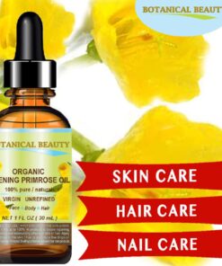 ORGANIC EVENING PRIMROSE OIL. 100% Pure / Natural / Undiluted / Unrefined /Certified Organic/ Cold Pressed Carrier Oil. Rich antioxidant to rejuvenate and moisturize the skin and hair. 1 Fl.oz - 30ml. by Botanical Beauty 1 Fl Oz (Pack of 1) 9 61FmTiRV28L