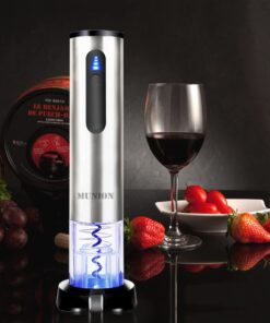 MUNION Electric Wine Opener Automatic Wine Bottle Opener Rechargeable Cordless Stainless Steel Corkscrew with Foil Cutter 15 61FoAKNO03L