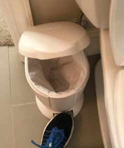 simplehuman Compact Round Bathroom Step Trash Can, 6 Liter / 1.6 Gallon, White Plastic 39 61Fq9 n8ppL